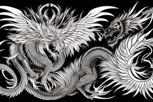 vertical
dragon and lion
lions mane
dragon wings
Dragons claws
pegasus
abstract negative space
divinely illuminated
full colour
dark tattoo idea