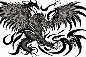 vertical
dragon and lion
lions mane
dragon wings
Dragons claws
pegasus
abstract negative space
divinely illuminated
full colour
dark tattoo idea