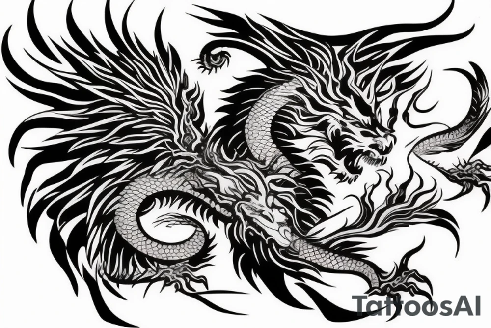 vertical
dragon and lion
lions mane
dragon wings
Dragons claws
pegasus
abstract negative space
divinely illuminated
full colour
dark tattoo idea