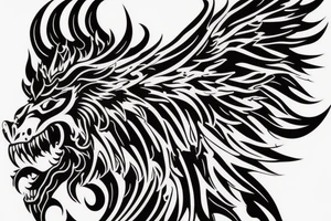 vertical
dragon and lion
lions mane
dragon wings
Dragons claws
pegasus
abstract negative space
divinely illuminated
full colour
dark tattoo idea