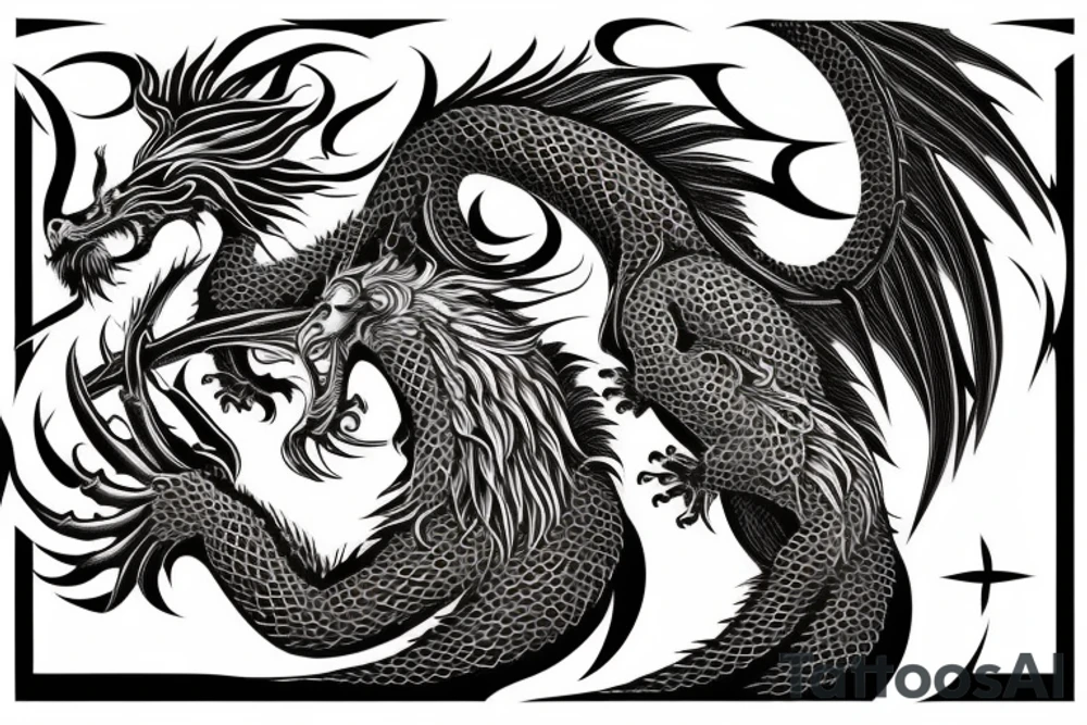 vertical
dragon and lion
lions mane
dragon wings
Dragons claws
pegasus
abstract negative space
divinely illuminated
full colour
dark tattoo idea