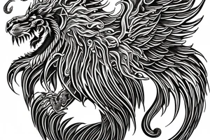 vertical
dragon and lion
lions mane
dragon wings
Dragons claws
pegasus
abstract negative space
divinely illuminated
full colour
dark tattoo idea