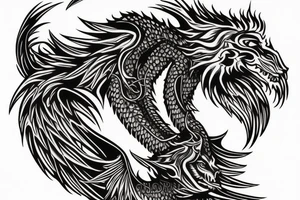 vertical
dragon and lion
lions mane
dragon wings
Dragons claws
pegasus
abstract negative space
divinely illuminated
full colour
dark tattoo idea