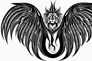 vertical
dragon and lion
lions mane
dragon wings
Dragons claws
pegasus
abstract negative space
divinely illuminated
full colour
dark tattoo idea