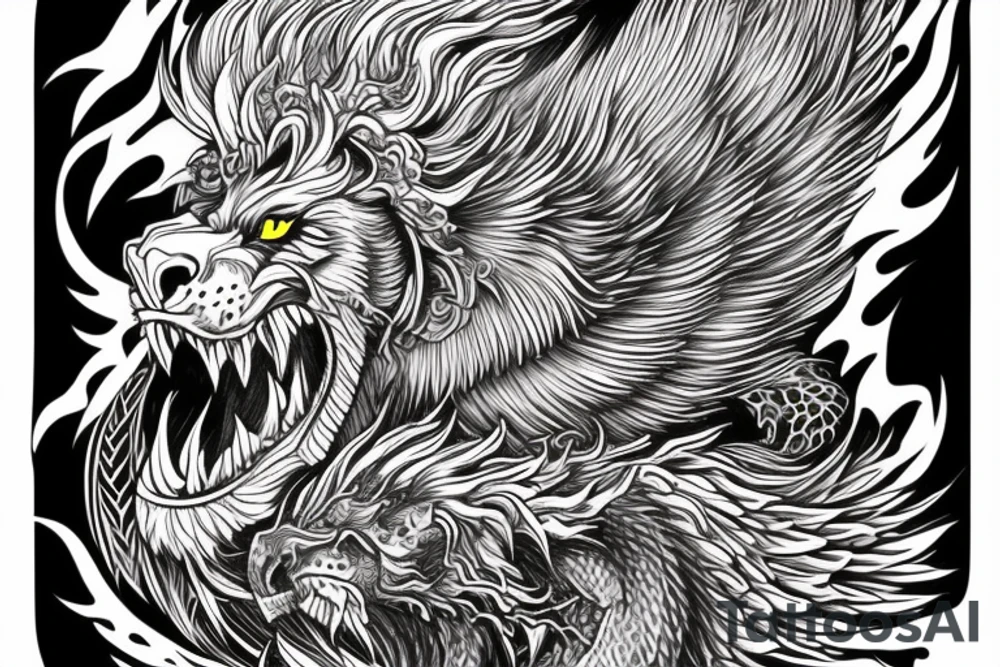 vertical
dragon and lion
lions mane
dragon wings
Dragons claws
pegasus
abstract negative space
divinely illuminated
full colour
dark
abstract
trippy
drugs tattoo idea