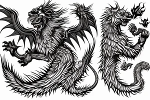 vertical
dragon and lion
lions mane
dragon wings
Dragons claws
pegasus
abstract negative space
divinely illuminated
full colour
dark
abstract
trippy
drugs tattoo idea