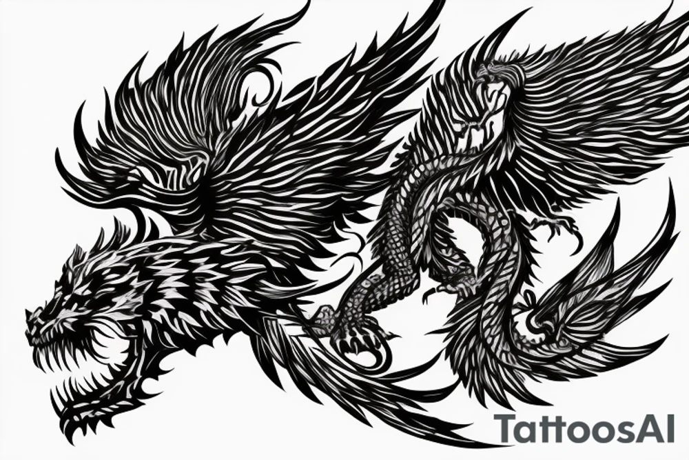 vertical
dragon and lion
lions mane
dragon wings
Dragons claws
pegasus
abstract negative space
divinely illuminated
full colour
dark
abstract
trippy
drugs tattoo idea