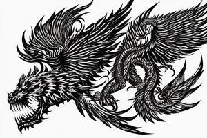 vertical
dragon and lion
lions mane
dragon wings
Dragons claws
pegasus
abstract negative space
divinely illuminated
full colour
dark
abstract
trippy
drugs tattoo idea