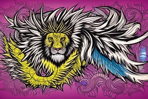 vertical
dragon and lion
lions mane
dragon wings
Dragons claws
pegasus
abstract negative space
divinely illuminated
full colour
dark
abstract
trippy
drugs tattoo idea