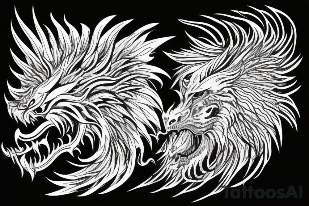vertical
dragon and lion
lions mane
dragon wings
Dragons claws
pegasus
abstract negative space
divinely illuminated
full colour
dark
abstract
trippy
drugs tattoo idea