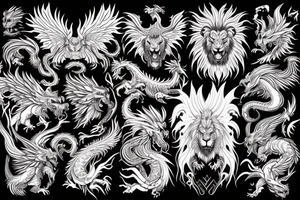 vertical
dragon and lion
lions mane
dragon wings
Dragons claws
pegasus
abstract negative space
divinely illuminated
full colour
dark
fligying down
descending
trippy
drugs tattoo idea