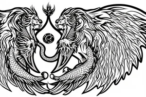 vertical
dragon and lion
lions mane
dragon wings
Dragons claws
pegasus
abstract negative space
divinely illuminated
full colour
dark
flying down
descending
trippy
drugs tattoo idea