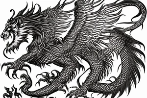 vertical
dragon and lion
lions mane
dragon wings
Dragons claws
pegasus
abstract negative space
divinely illuminated
full colour
dark
flying down
fast
descending
trippy
drugs tattoo idea