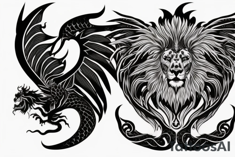 vertical
dragon and lion
lions mane
dragon wings
Dragons claws
pegasus
abstract negative space
divinely illuminated
full colour
dark
flying down
fast
descending
trippy
drugs tattoo idea