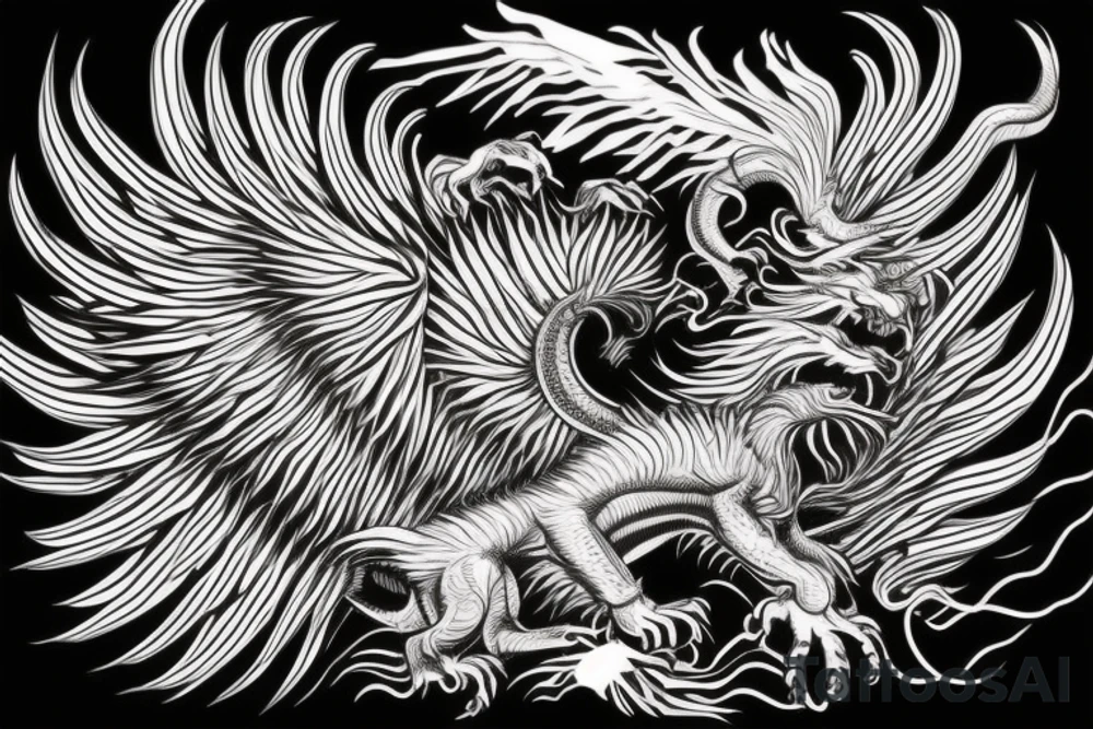 vertical
dragon and lion
lions mane
dragon wings
Dragons claws
pegasus
abstract negative space
divinely illuminated
full colour
dark
flying down
fast
descending
trippy
drugs tattoo idea