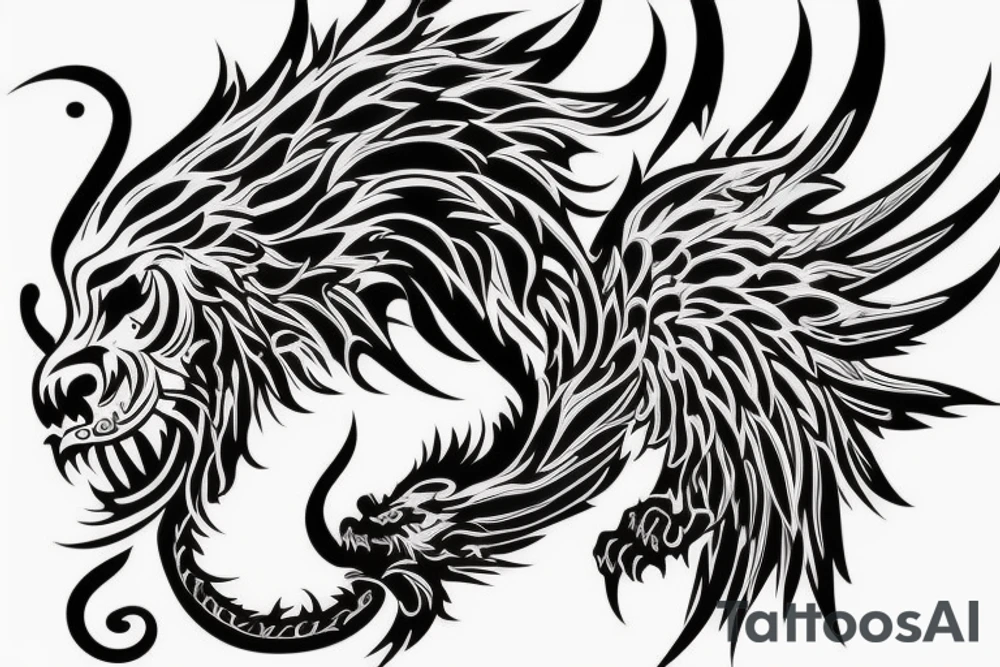 vertical
dragon and lion
lions mane
dragon wings
Dragons claws
pegasus
abstract negative space
divinely illuminated
full colour
dark
flying down
fast
descending
trippy
drugs tattoo idea