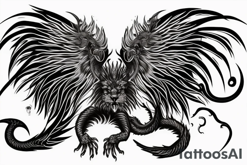 vertical
dragon and lion
lions mane
dragon wings
Dragons claws
pegasus
abstract negative space
divinely illuminated
full colour
dark
flying down
fast
descending
trippy
drugs tattoo idea
