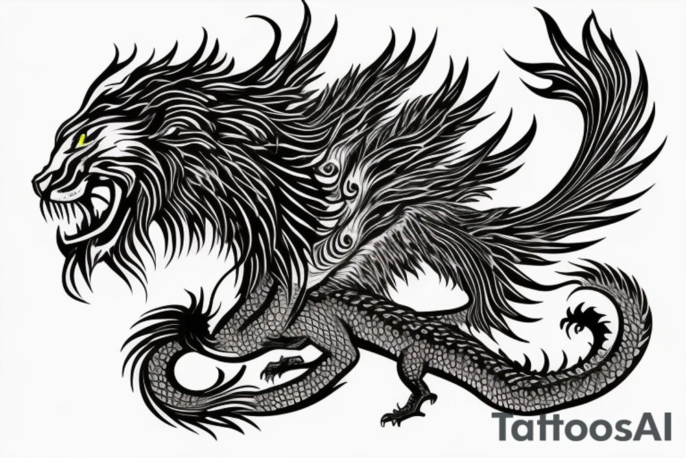 vertical
dragon and lion
lions mane
dragon wings
Dragons claws
pegasus
abstract negative space
divinely illuminated
full colour
dark
flying down
fast
descending
trippy
drugs tattoo idea