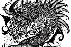vertical
dragon and lion
lions mane
dragon wings
Dragons claws
pegasus
abstract negative space
divinely illuminated
full colour
dark
shaaman
snowglobe
descending
trippy
drugs tattoo idea