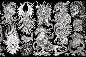 vertical
dragon and lion
lions mane
dragon wings
Dragons claws
pegasus
abstract negative space
divinely illuminated
full colour
dark
shaaman
snowglobe
descending
trippy
drugs tattoo idea
