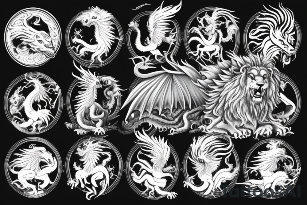 vertical
dragon and lion
lions mane
dragon wings
Dragons claws
pegasus
abstract negative space
divinely illuminated
full colour
dark
shaaman
snowglobe
descending
trippy
drugs tattoo idea