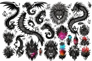 vertical
dragon and lion
lions mane
dragon wings
Dragons claws
pegasus
abstract negative space
divinely illuminated
full colour
dark
shaaman with snowglobe
trippy
drugs tattoo idea