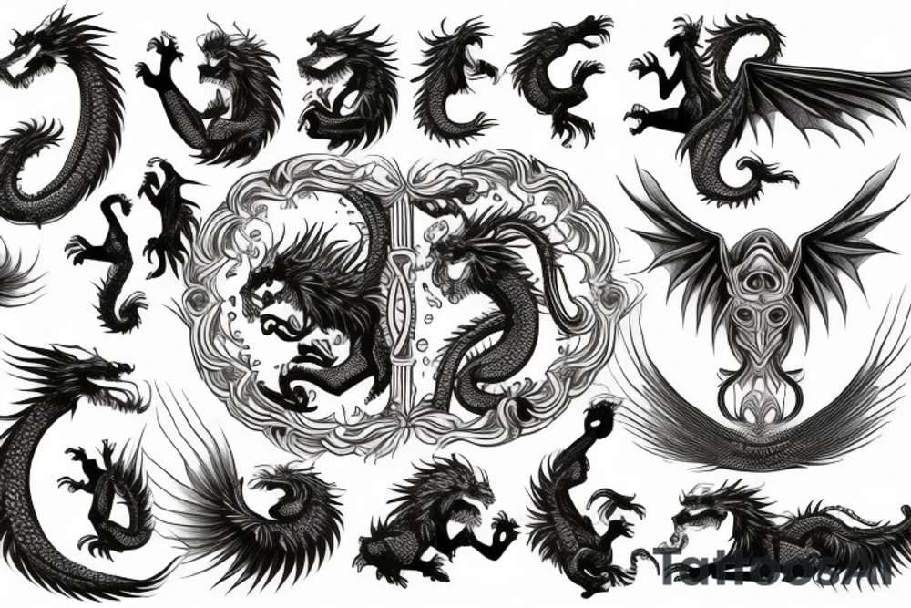 vertical
dragon and lion
lions mane
dragon wings
Dragons claws
pegasus
abstract negative space
divinely illuminated
full colour
dark
shaaman with snowglobe
trippy
drugs tattoo idea