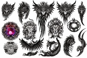 vertical
dragon and lion
lions mane
dragon wings
Dragons claws
pegasus
abstract negative space
divinely illuminated
full colour
dark
shaaman with snowglobe
trippy
drugs tattoo idea
