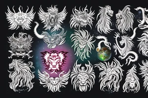 vertical
dragon and lion
lions mane
dragon wings
Dragons claws
pegasus
abstract negative space
divinely illuminated
full colour
dark
shaaman with snowglobe
trippy
drugs tattoo idea