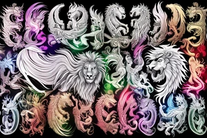 vertical
dragon and lion
lions mane
dragon wings
Dragons claws
pegasus
abstract negative space
divinely illuminated
full colour
dark
shaaman with snowglobe
trippy
drugs tattoo idea