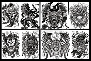 vertical
dragon and lion
lions mane
dragon wings
Dragons claws
pegasus
abstract negative space
divinely illuminated
dark
shaaman with snowglobe
trippy
drugs tattoo idea