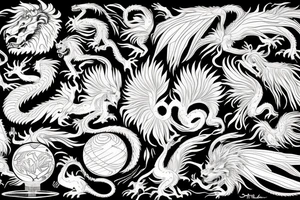 vertical
dragon and lion
lions mane
dragon wings
Dragons claws
pegasus
abstract negative space
divinely illuminated
dark
shaaman with snowglobe
trippy
drugs tattoo idea