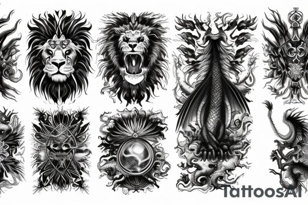 vertical
dragon and lion
lions mane
dragon wings
Dragons claws
pegasus
abstract negative space
divinely illuminated
dark
shaaman with snowglobe
trippy
drugs
running tattoo idea