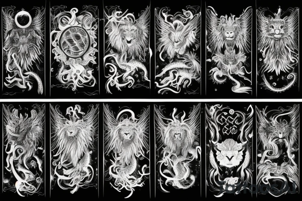 vertical
dragon and lion
lions mane
dragon wings
Dragons claws
pegasus
abstract negative space
divinely illuminated
dark
shaaman with snowglobe
trippy
drugs
running tattoo idea