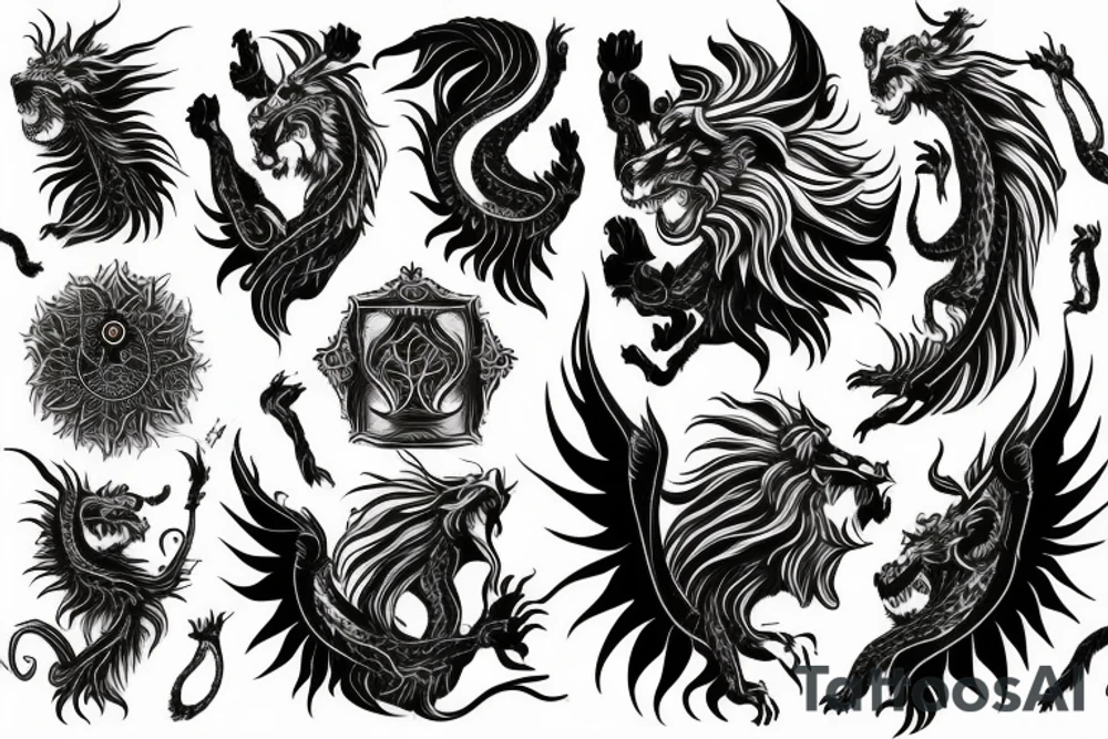 vertical
dragon and lion
lions mane
dragon wings
Dragons claws
pegasus
abstract negative space
divinely illuminated
dark
shaaman with snowglobe
trippy
drugs
running tattoo idea