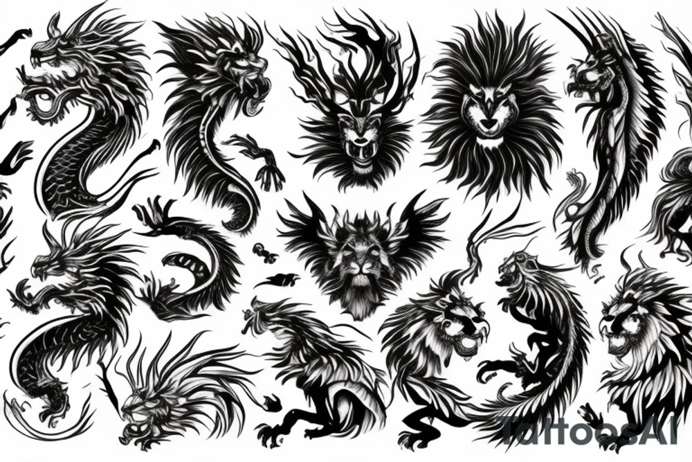 vertical
dragon and lion
lions mane
dragon wings
Dragons claws
pegasus
abstract negative space
divinely illuminated
dark
shaaman with snowglobe
trippy
drugs
running tattoo idea