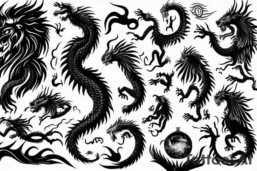 vertical
dragon and lion
lions mane
dragon wings
Dragons claws
pegasus
abstract negative space
divinely illuminated
dark
shaaman with snowglobe
trippy
drugs
running tattoo idea