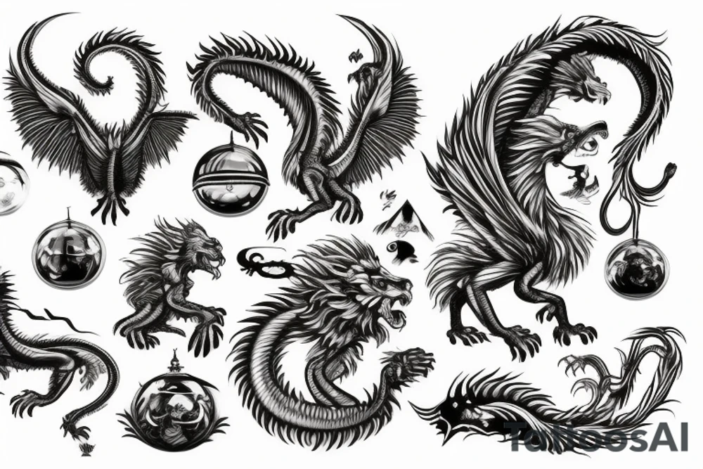 vertical
dragon and lion
lions mane
dragon wings
Dragons claws
pegasus
abstract negative space
divinely illuminated
dark
shaaman with snowglobe
trippy
drugs
running tattoo idea