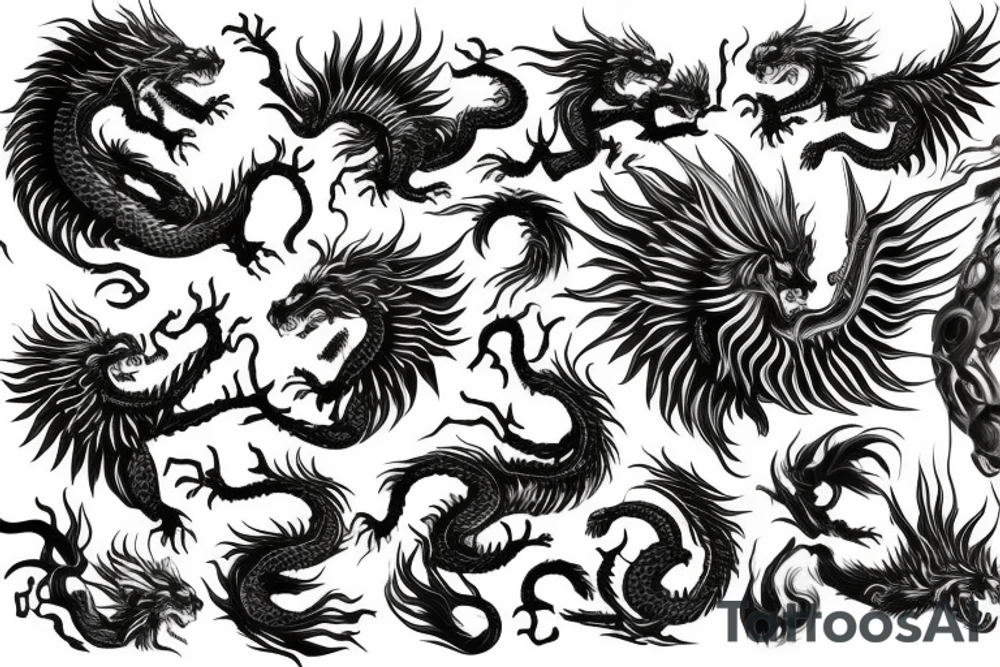vertical
dragon and lion
lions mane
dragon wings
Dragons claws
pegasus
abstract negative space
divinely illuminated
dark
shaaman with snowglobe
trippy
drugs
running tattoo idea