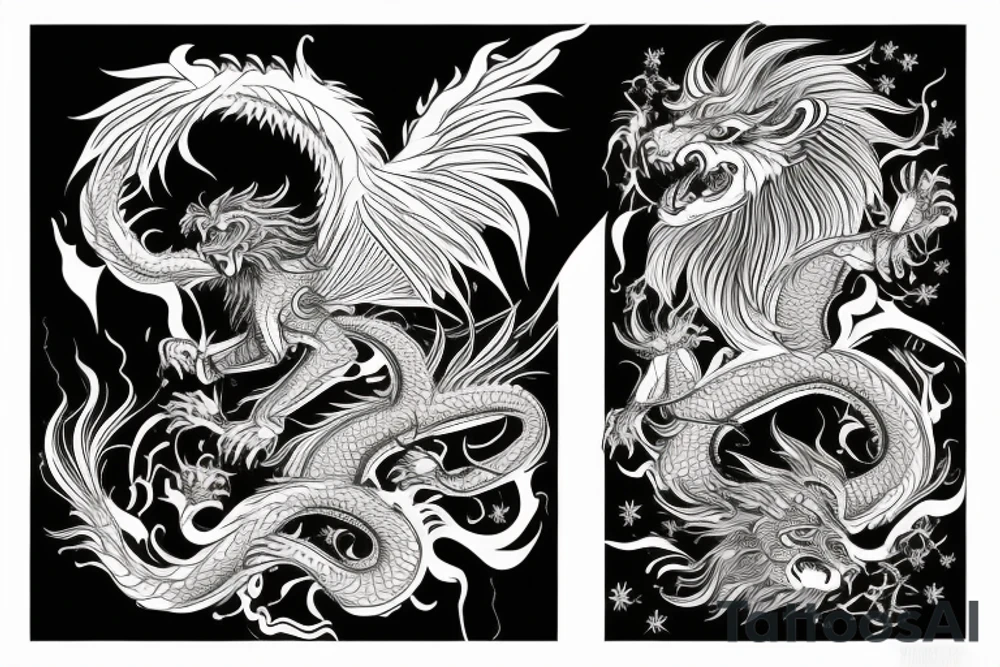 vertical
dragon and lion
lions mane
dragon wings
Dragons claws
pegasus
abstract negative space
divinely illuminated
dark
shaaman with snowglobe
trippy
drugs
running tattoo idea