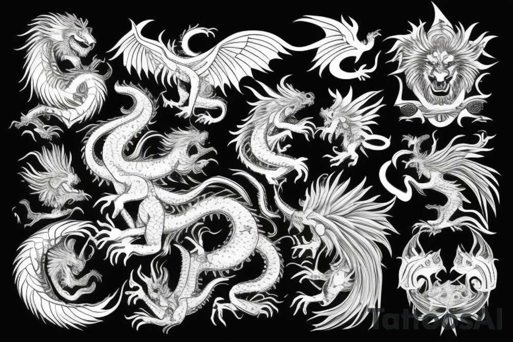 vertical
dragon and lion
lions mane
dragon wings
Dragons claws
pegasus
abstract negative space
divinely illuminated
dark
shaaman with snowglobe
trippy
drugs
running tattoo idea