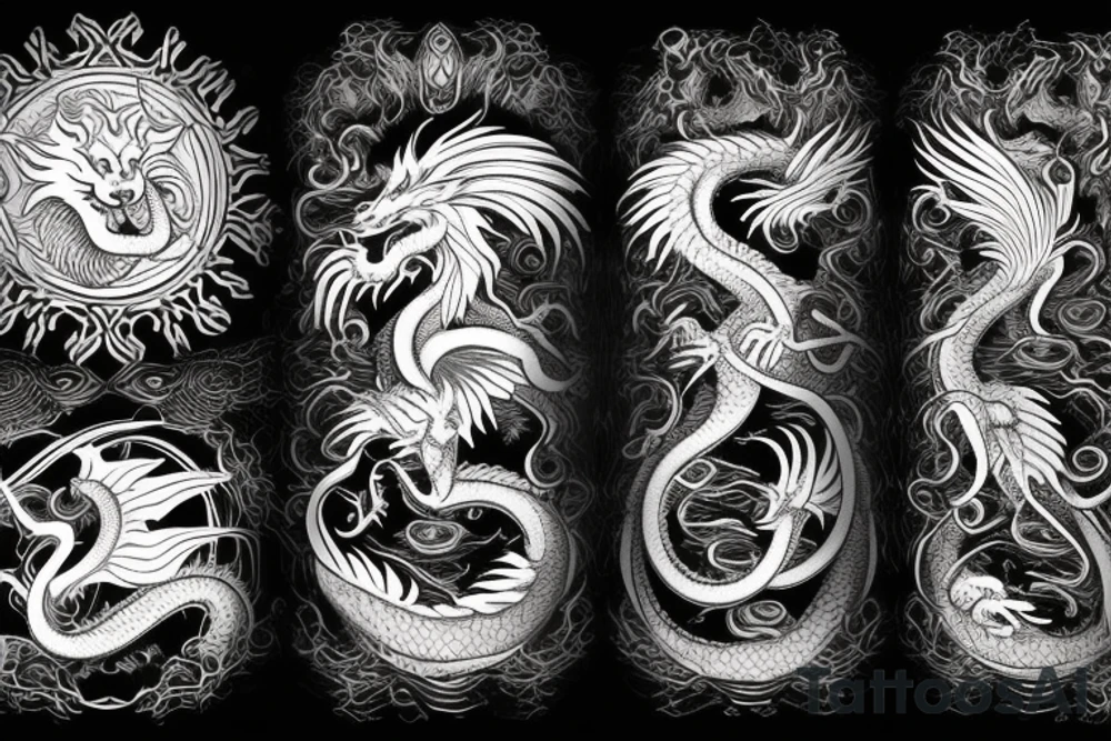 vertical
dragon and lion
lions mane
dragon wings
Dragons claws
pegasus
abstract negative space
divinely illuminated
dark
shaaman with snowglobe
trippy
drugs
running tattoo idea