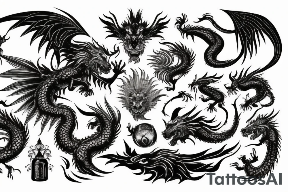 vertical
dragon and lion
lions mane
dragon wings
Dragons claws
pegasus
abstract negative space
divinely illuminated
dark
shaaman with snowglobe
trippy
drugs
running tattoo idea