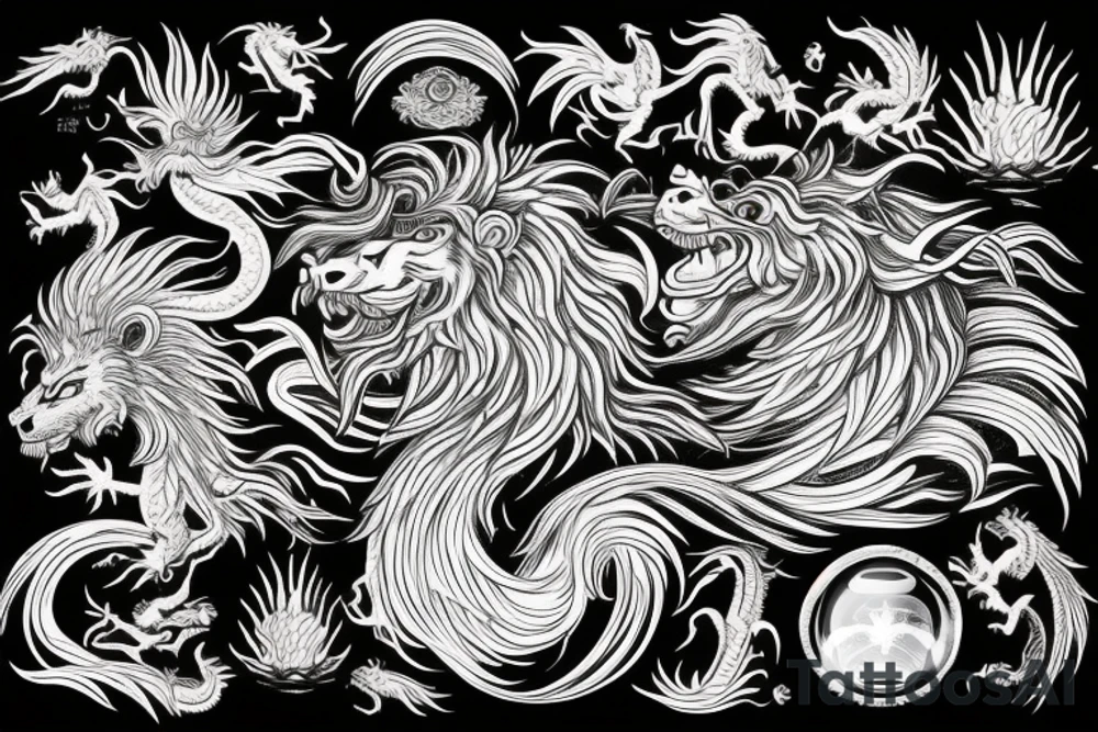 vertical
dragon and lion
lions mane
dragon wings
Dragons claws
pegasus
abstract negative space
divinely illuminated
dark
shaaman with snowglobe
trippy
drugs
running tattoo idea