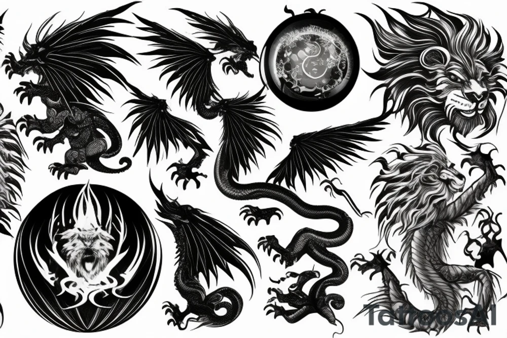vertical
dragon and lion
lions mane
dragon wings
Dragons claws
pegasus
abstract negative space
divinely illuminated
dark
shaaman with snowglobe
trippy
drugs
running tattoo idea