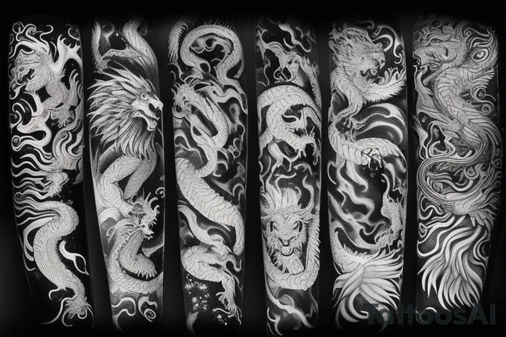 vertical
dragon and lion
lions mane
dragon wings
Dragons claws
pegasus
abstract negative space
divinely illuminated
dark
shaaman with snowglobe
trippy
drugs
running tattoo idea