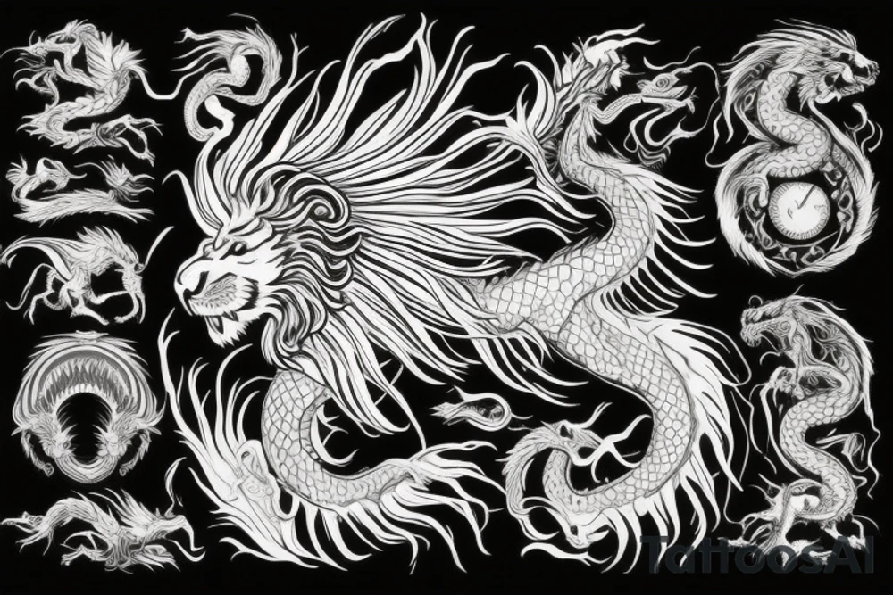 vertical
dragon and lion
lions mane
dragon wings
Dragons claws
pegasus
abstract negative space
divinely illuminated
dark
shaaman with snowglobe
trippy
drugs
running tattoo idea