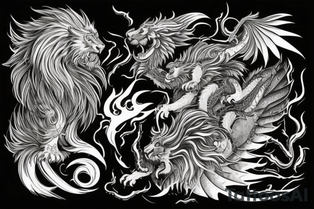 vertical
dragon and lion
lions mane
dragon wings
Dragons claws
pegasus
abstract negative space
divinely illuminated
dark
shaaman with snowglobe
trippy
drugs
running tattoo idea
