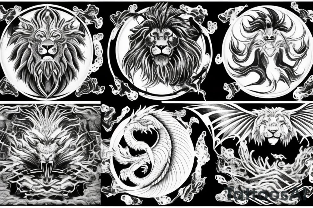 vertical
dragon and lion
lions mane
dragon wings
Dragons claws
pegasus
abstract negative space
divinely illuminated
dark
shaaman with snowglobe
trippy
drugs tattoo idea