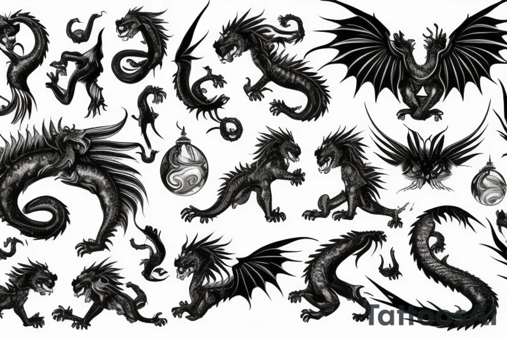 vertical
dragon and lion
lions mane
dragon wings
Dragons claws
pegasus
abstract negative space
divinely illuminated
dark
shaaman with snowglobe
trippy
drugs tattoo idea